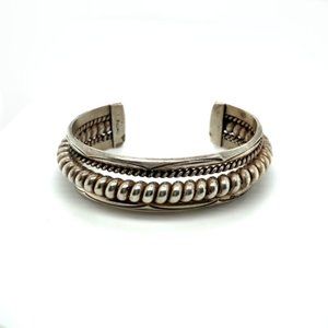 1980's STERLING Tahe Cuff Bracelet 3/4" Wide